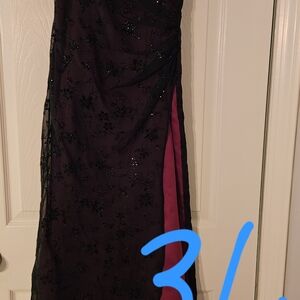 Elegant Black and Pink Evening Gown